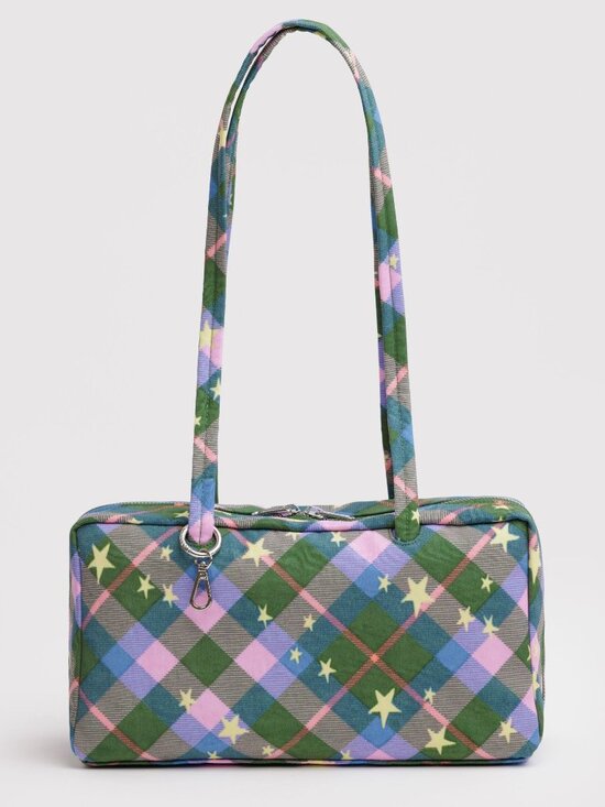 BAGGU Handbags - NWT Baggu Regular Nylon Bowler Bag - Green Star Plaid
